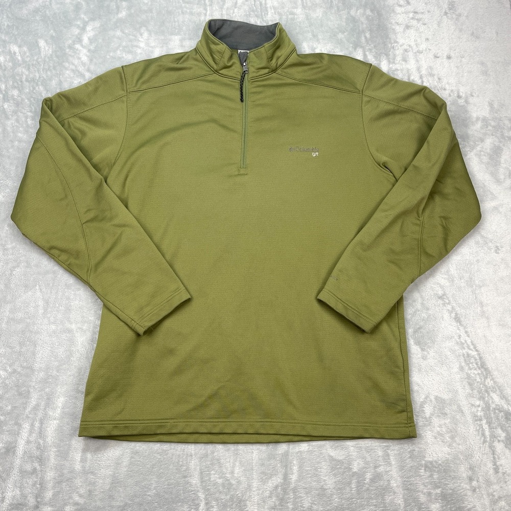 Columbia Grt 1/4 Zip Pullover Mens XL Green Rugged Gear‎ Mock Neck Long Sleeve